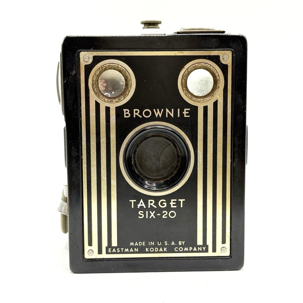 VTG Kodak Brownie Target Six-20 Box Camera Art Deco Black USA 1940s‎ Untested